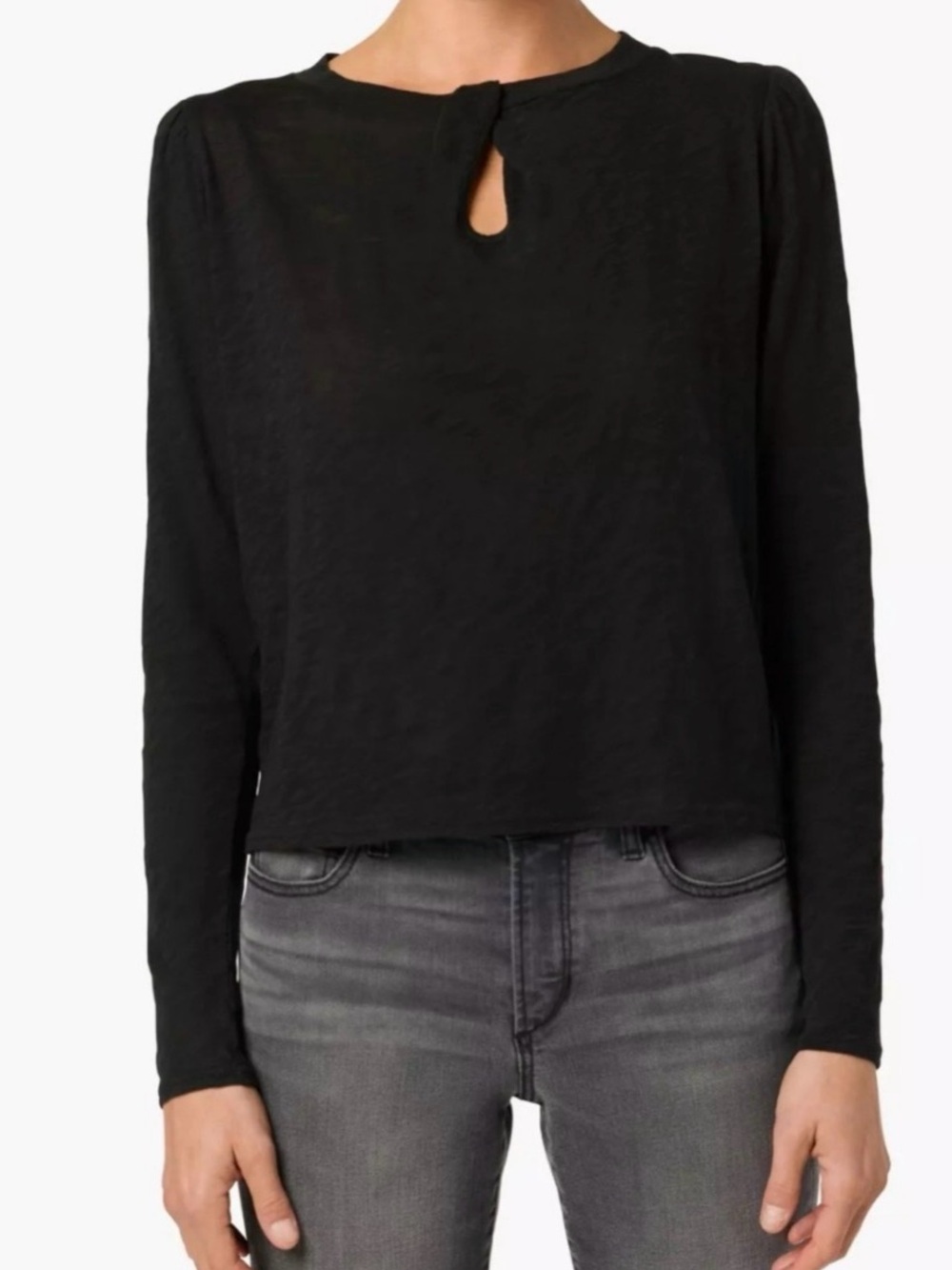 Joe's Jeans Longsleeve Twist Neck Keyhole 100% Cotton Lightweight Top Small